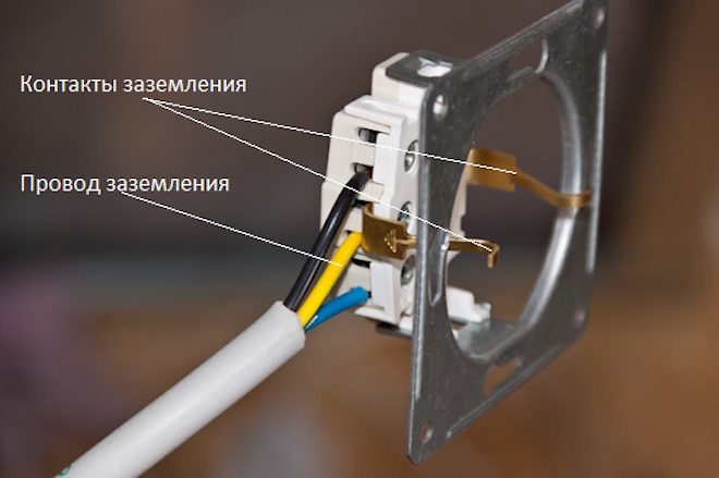 подключение заземления к розетке