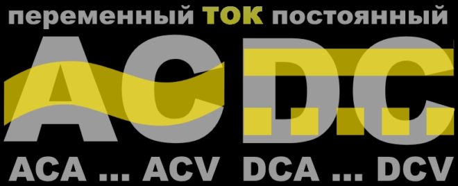Обозначения постоянного и переменного тока