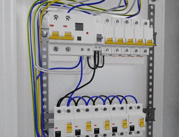 подключение всех автоматов в щитке после трехпозиционного переключателя и стабилизатора
