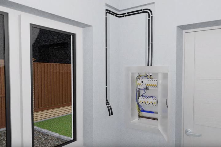 прокладка кабеля от щитка до места установки стабилизатора напряжения