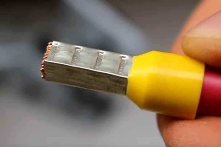 качественное обжатие наконечника НШВИ пресс клещами kvt марки ctf