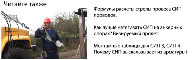 стрелы провеса для СИП проводов