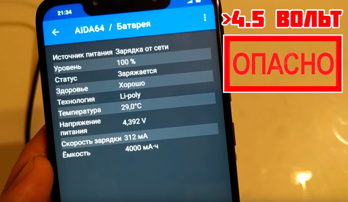 перезаряд батареи опасное напряжение